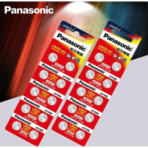 20pcs/lot Panasonic AG12 LR43 186 0%Hg for Watches Toys 1.5V Cell Alkaline batteries For calculator 0%Hg