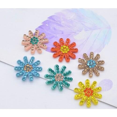 20Pcs/lots Sew-On Flower Patch Rhinestone Padded Patches for Clothing Dress DIY Crafts Patches Beaded Applique Sweater Accessory