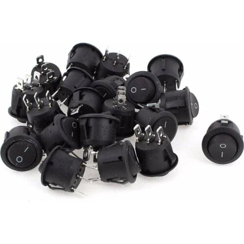 20pcs KCD1 Round 3P SPDT ON/OFF Rocker Power Switch 125V/10A 250V/6A