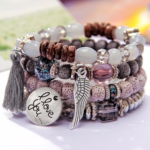European and American Trend New Beaded Alloy Bracelets Bohemian Ethnic Style Ladies Jewelry Gifts