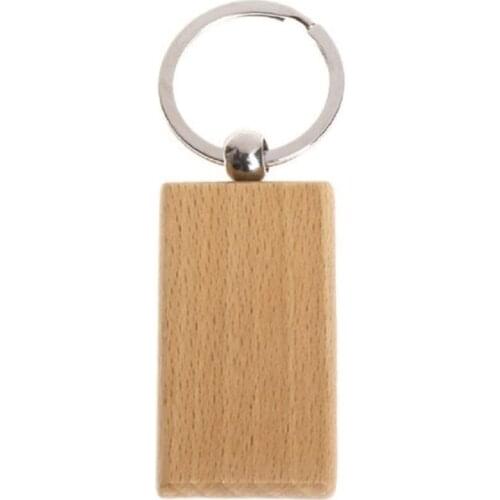 50 Blank Wooden Keychain Rectangular Engraving Key ID Can Be Engraved DIY