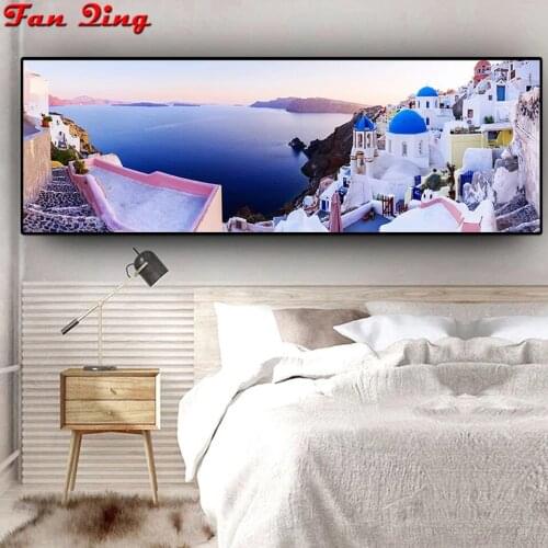 5D Diy Diamond Painting Santorini Aegean Sea Natural Landscape Full Square Round Rhinestone Embroidery Cross Stitch Mosaic Art