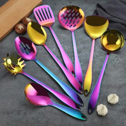 8 pieces of titanium-plated stainless steel kitchenware set cooking spatula kitchen utensils kitchen tools kitchen gadgets