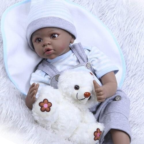 American Reborn Black Doll 22 inch Handmade Silicone Vinyl Baby Soft Lifelike Newborn bebe reborn Doll Toy Girl Christmas Gift