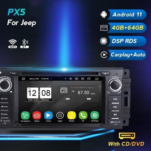 Car Multimedia Player for Jeep Wrangler JK Dodge Ram Challenger GPS Navigation Smart Head Unit Android 11 Car Stereo Auto Radio