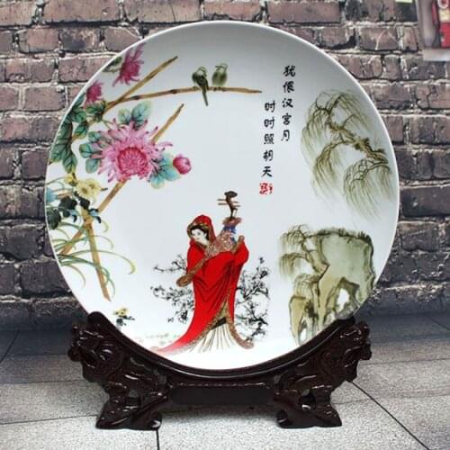 Ceramic Porcelain Decoration Plate Artistic Collection with Figurine Painting for Chinese Style Home Decoration