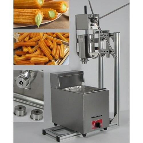 3L Capacity Commerical churros maker machine with 6L Gas Deep Fryer and three size churros models