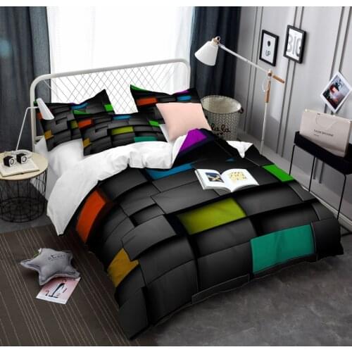 Block Bedding Set Bedspread Single Twin Full Queen King Size Bed Set Childrens Kid Boy Bedroom Duvetcover Sets