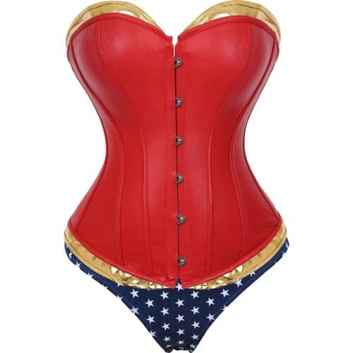 Faux Leather Corsets and Bustiers Waist Slimming Overbust Corset Lace Up Steampunk Corselet Halloween Plus Size korset top Sexy