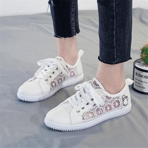 Sports Shoes Women Breathable Sneakers White Lace Shoes For Basket Femme Ultralight Woman Vulcanize Shoes Casual Sneaker