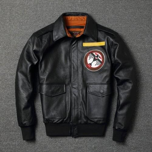 YR!Free shipping.mens plus size genuine leather jacket,classic A2 style cowhide coat.flight bomber jacket,warm thick leather