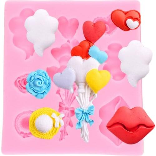Love Sexy Lip Balloon Silicone Mold DIY Wedding Cake Decorating Tools Cake Border Fondant Molds Candy Resin Clay Chocolate Mould