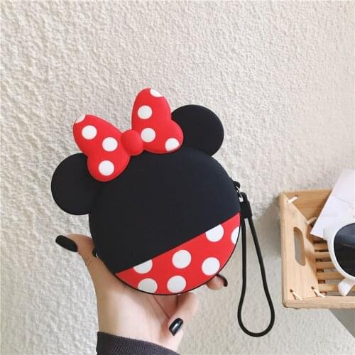 Cartoon Coin Purse Girls Purse Kawaii Mini Wallet Chain Zipper Silicone Headphone Key Storage Bag Mini Crossbody Bag