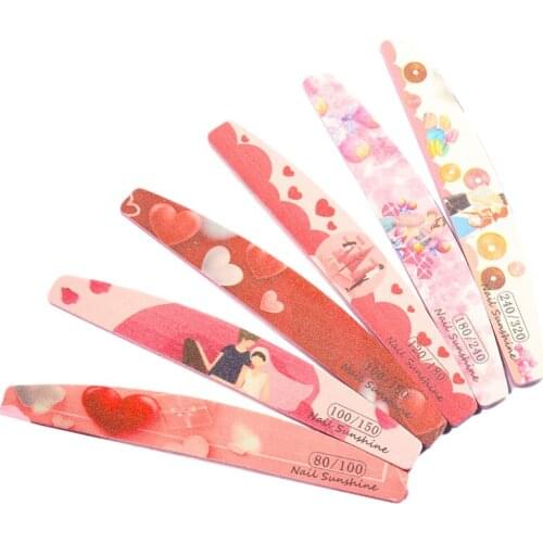 Professional Nail File Sandpaper Nail Sanding Double Sided Grinding Polishing Strip Printing Manicure Nails Art Care Tools