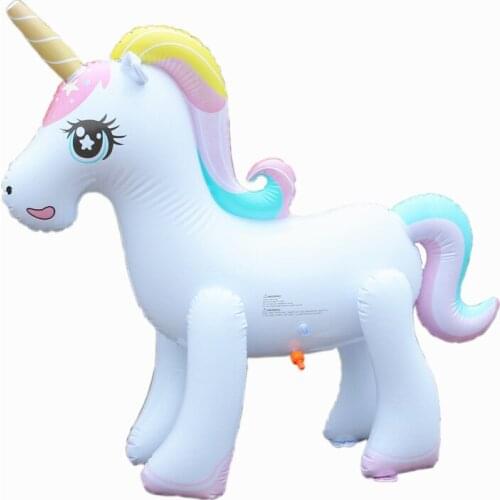Inflatable 1.25*1.35CM Unicorn Giant Water Sprinkler Pool Float Swim Ring Pegasus Floating Swim Float Toys Water Toy Child&Adult