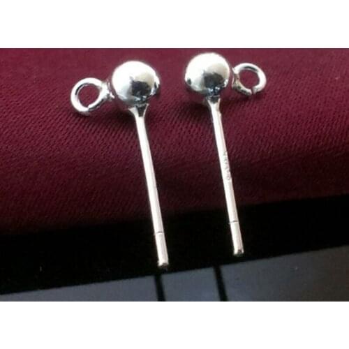 925 sterling silver Stud earrings accessories silver accessories Round bead ear nail accessories 3mm/4mm