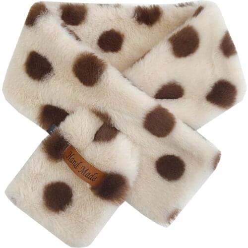 Classic Winter Women Scarf Snood Short Warm Dot Plaid Rabbit Faux Fur Collar Cross Neck Wraps Ring Muffler Bufanda Szalik Szal