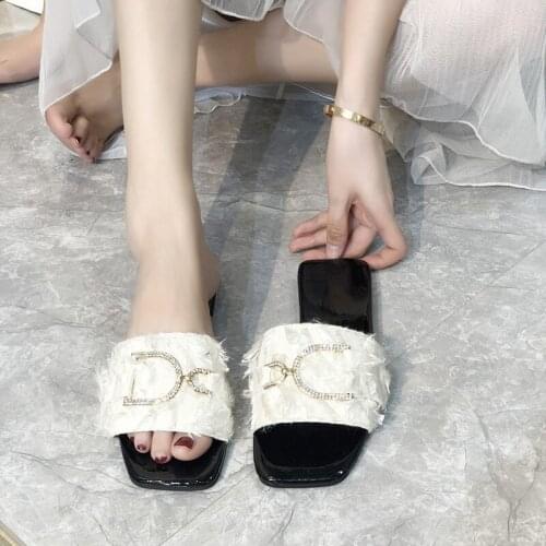Luxury Pearl designer tassel fur slides woman summer mixed color beaded sandals bohemia beach flat slippers shoes women flipflop