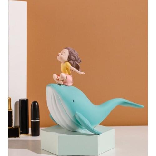 Creative Resin Crafts Whale Fairy Tale Character Miniature Fairy Garden Figurines Baby Girl Home Decoration Accessories