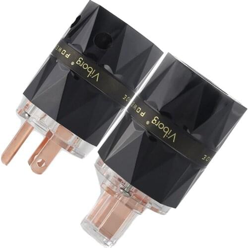 Viborg VM503+VF503 Pure Red Copper US AC Power Plug HiFi Audio Grade AC Power Plug Connector