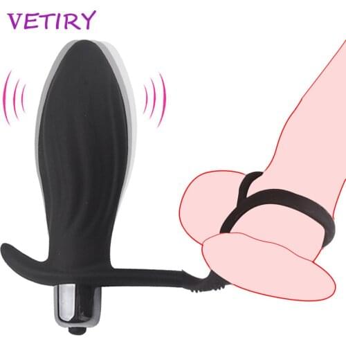 Vibrator Anal Plug Prostate Massager Butt Plug for Men Penis Ring Delay Ejaculation Ring Sex Toys for Couple Adult Products