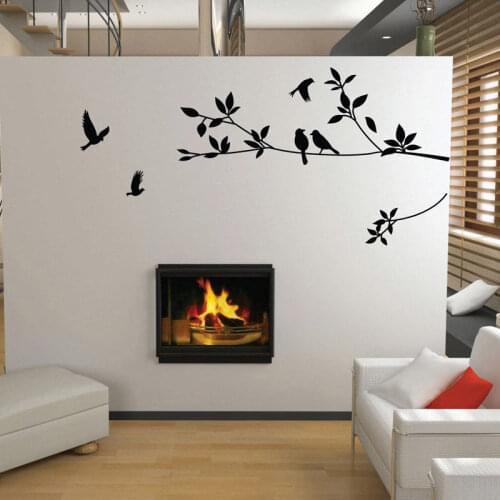 Tree and Bird Vinyl Wall Stickers Adhesive Decorations Home Decoration Stickers