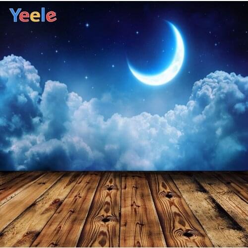 Wood Board Starry Sky Moon Star Sky Cloud Backdrop Newborn Baby Portrait Custom Vinyl Photography Background For Photo Studio