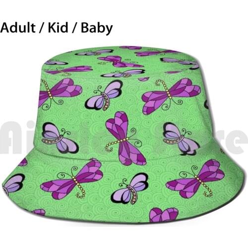 Dragonfly Green Sun Hat 664 Bucket Hat Dragonfly Kristin Omdahl