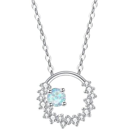 Ladies Silver Moonstone Pendant Charm Necklace For Women Students Light Luxury Design Temperament 2021 New Jewelry Dropshipping