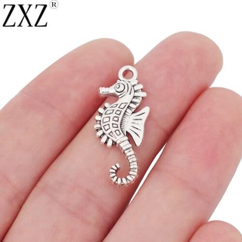 ZXZ 20pcs Hippocampus Seahorse Charms Pendants Beads for DIY Bracelet Necklace Jewelry Making Findings 29x12mm
