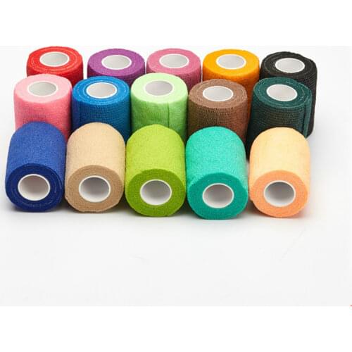 1pc 5cm*4.5m Grip Wrap Disposable Nonwoven Self Adhesive Elastic Bandage Finger Wrist Protection Tape Tattoo 18 Color