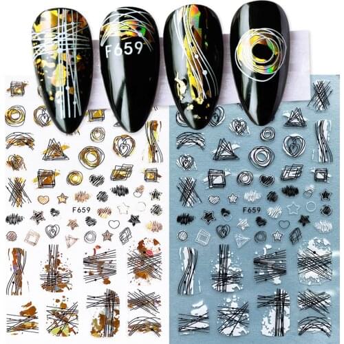 1Pc Spring Summer Tropical Beach 3D Nail Sticker Holographics Geometric Leaves Nail Transfer Decals Slider Decoration Manicures