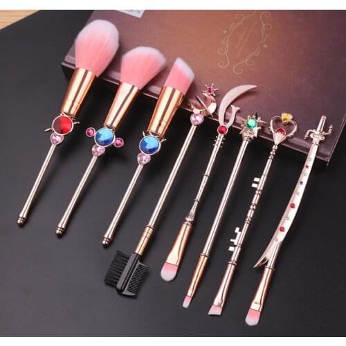 8Pcs Cartoon Shape Makeup Brush Set Makeup Tool Metal Handle