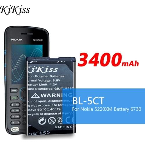 Battery 3400mAh BL-5CT For Nokia 5220 5220XM 6730 C3 C5 C6 C5-00 C5-02 C6-01 C3-01 6303C 5220 6730c 6330 6303i BL5CT
