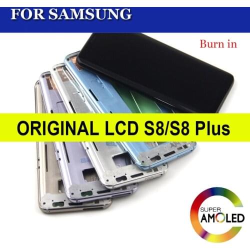 Super AMOLED For Samsung Galaxy S8 S8 plus G955f G950F G950U G950FD Burn-in Shadow Lcd Display Touch Screen Digitizer With Frame