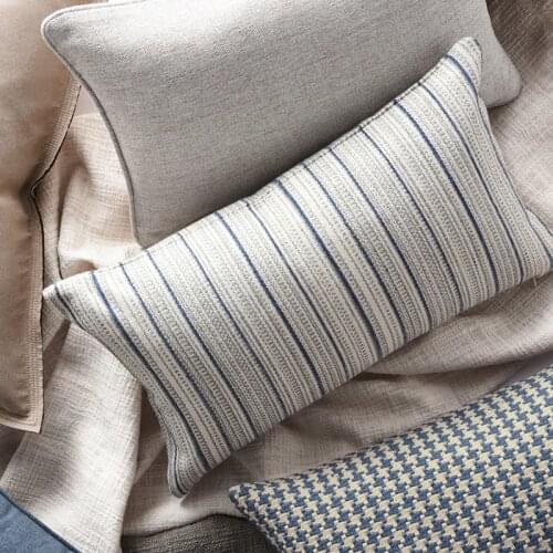 DUNXDECO Cushion Cover Decorative Pillow Case Artistic Modern Simple Geometric Blue Stripe Sofa Chair Bedding Coussin