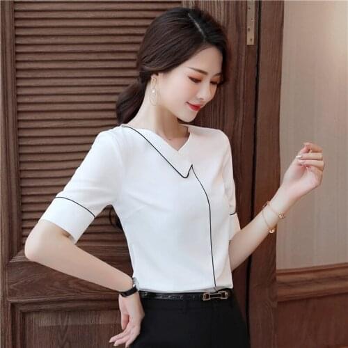 IZICFLY New Korean Style Summer Fashion Formal White Shirt Women Top Ladies Blouses Elegant OL Office plus size Blusas 4XL