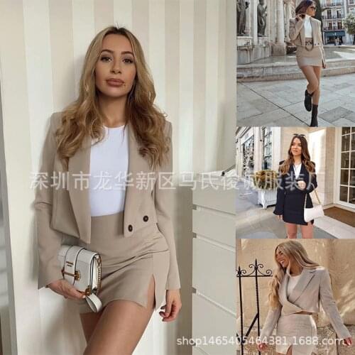 2021 suit skirt suit long sleeve temperament jacket goddess fan two-piece suit