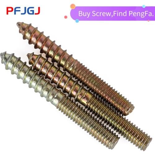 Peng Fa M6 M8 Hanger Bolt Wood To Metal Dowels Double Ended Furniture Fixing Self Tapping Screws Wood Thread Stud