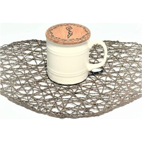 Matte Cream Barrel Mug Barrel 1 Pcs Raw With Wooden Lid