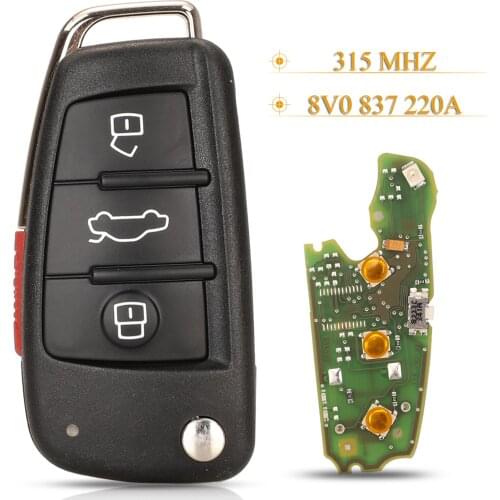 Kutery 4 Buttons Original Flip Smart Remote Car key Fob 315Mhz Fccid:8V0837220A For Audi A3Q/Q3
