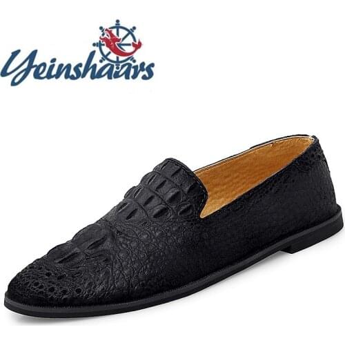 Fashion Mens Casual Leather Loafers Lightweight Formal Shoes Men Comfortable Minimalist Shoes Crocodile Pattern Drive Flat Shoes