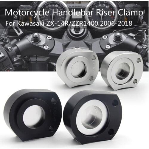 Motorcycle CNC alumium handle bar risers clamp mount Clamp Extend Adapter For Kawasaki Ninja ZX14R ABS 06-2018 ZZR 1400 08-11
