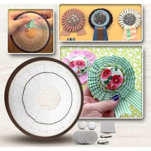 DIY Rosette Brooch Kit Handmade Ribbon Flower Making Tool Badge Button Ornament Rose Maker Patchwork Accessories