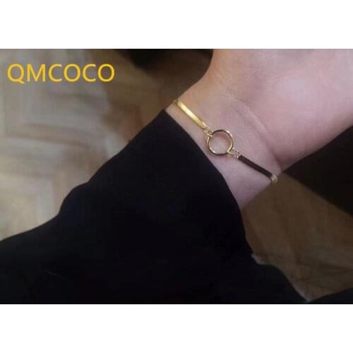 QMCOCO 925 Silver Bracelets 2021 New Trendy Elegant Simple Hollow Out Geometric Party Jewelry Snake Bone Texture Accessories