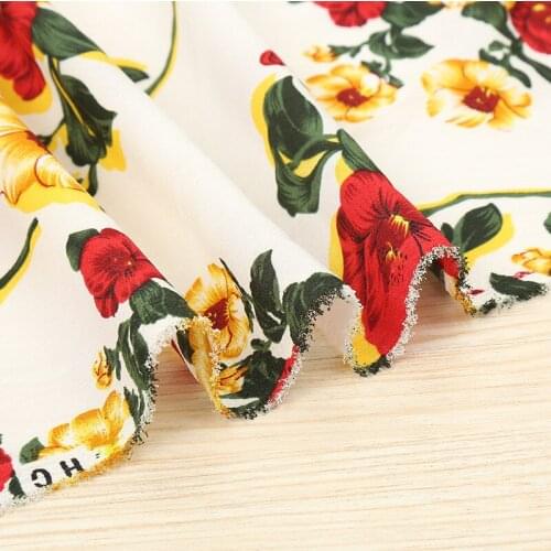 Print chiffon soft silky crepe DIY fabric light breathable qualified dress fabric