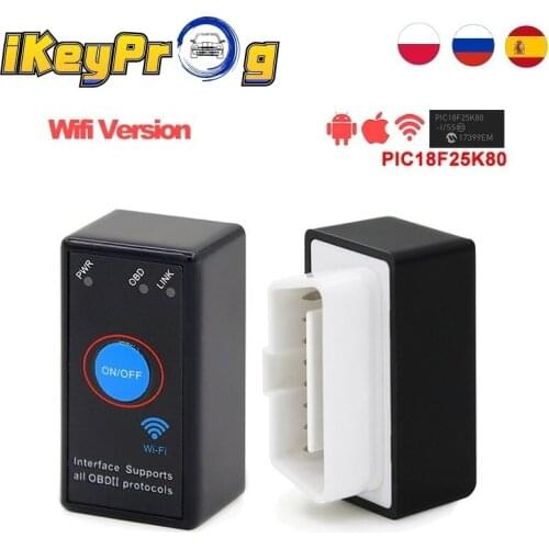 WiFi/BT V1.5 ELM327 PIC18F25K80 Chip Power On/Off With Switch 4MHz OBDII Diagnostic Tool IOS/Android ELM 327 Icar2 OBD2 Scanner