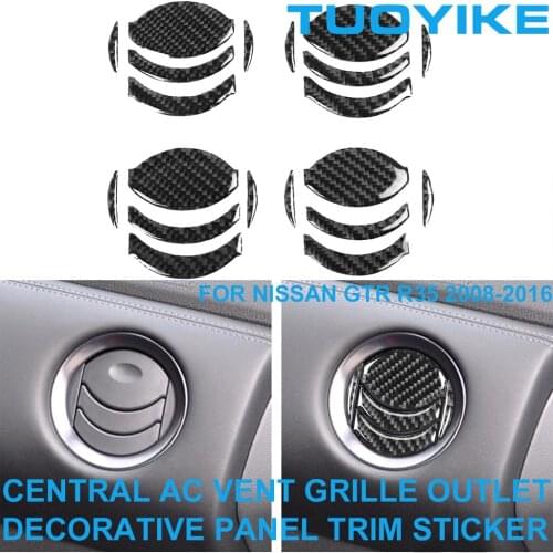 LHD RHD Car Styling Carbon Fiber Central AC Vent Grille Fresh Outlet Decorative Trim Panel Sticker For Nissan GTR R35 2008-2016
