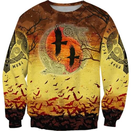 Beautiful hoodie 3D Printed Viking Halloween Raven of Odin Sweatshirt For Men/women Autumn Casual Pullover Zipper Streetwear
