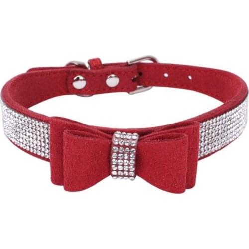 Pet Dog Supplies, Pet Rhinestones Bow Knot Collar for Small and Medium Dog, Light Blue